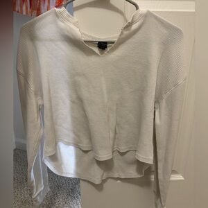 Cropped White Waffle Knit Wild Fable top